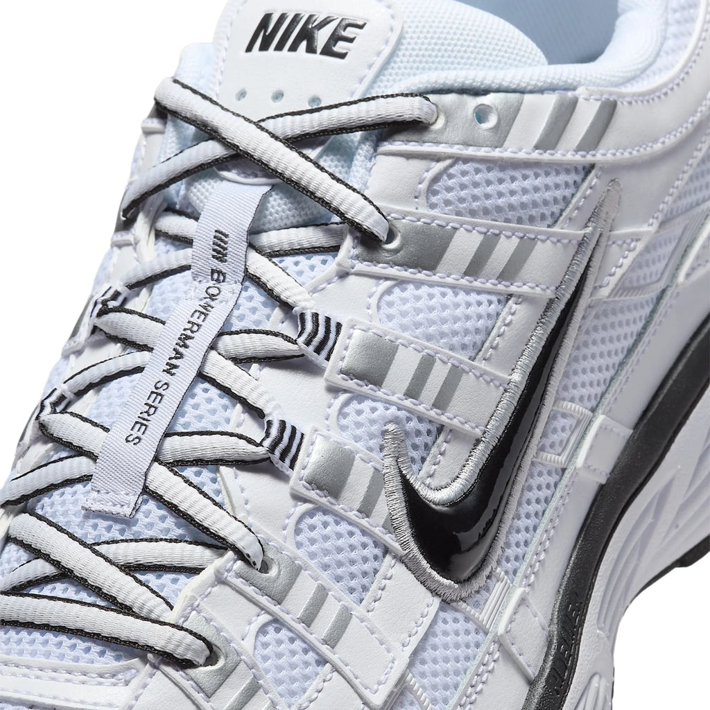Nike P-6000 White Metallic Silver Black Sneakers