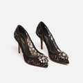 Dolce & Gabbana Black Lace Crystal Brooch Pumps