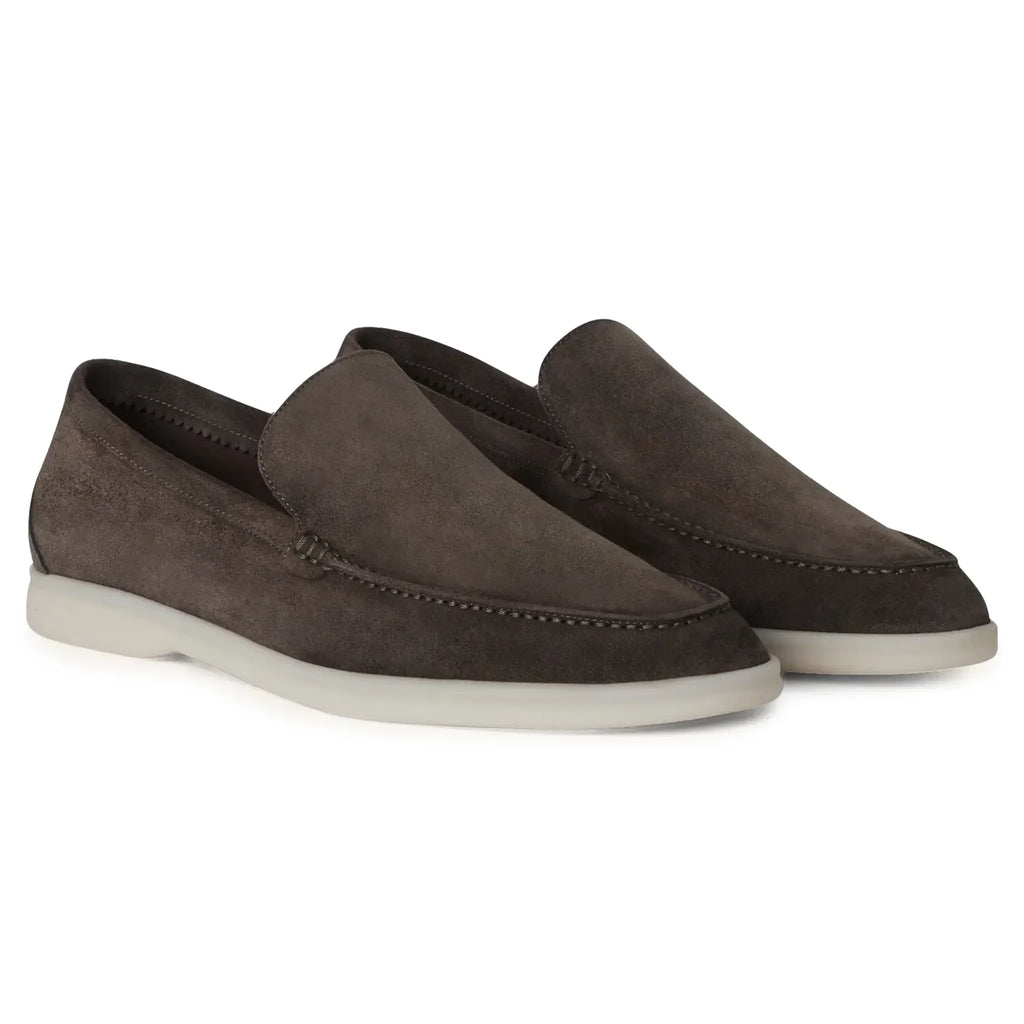 Loro Piana Summer Walk Suede Warm Grey Loafers