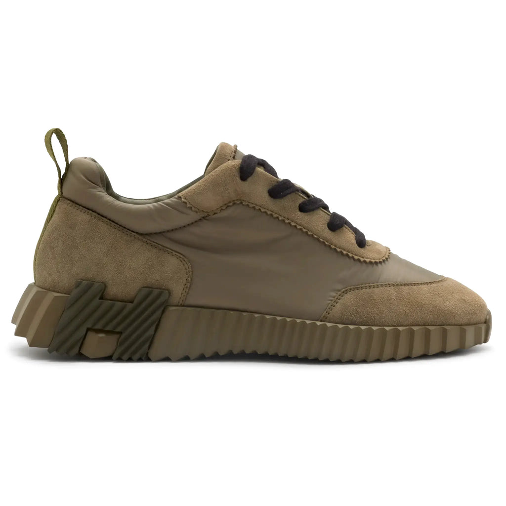 Hermes Paris Bouncing Nylon Suede Sneaker Vert Tundra