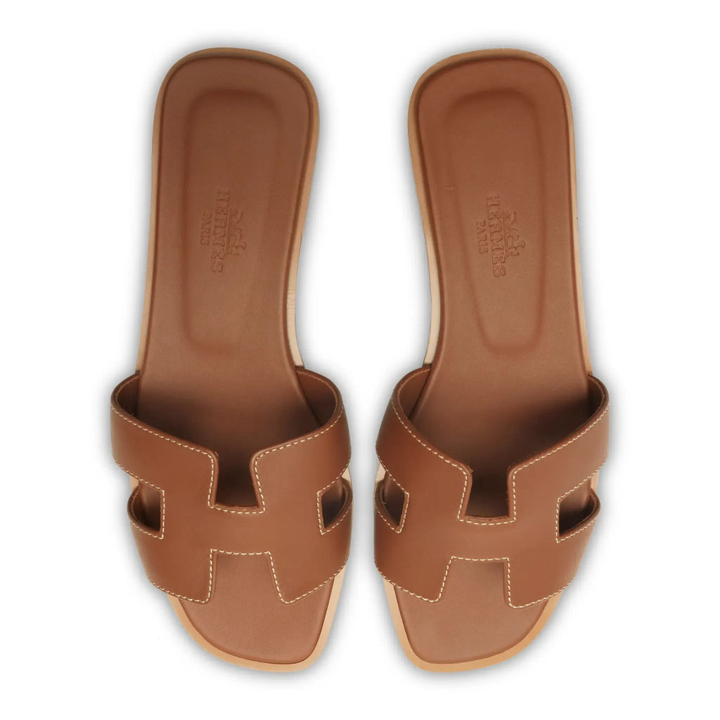 Hermes Paris Oran Gold Sandal (Minor Dents)